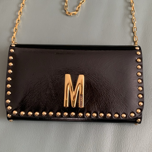 Moschino NWT Logo Leather Wallet on a Chain - Picture 3 of 14